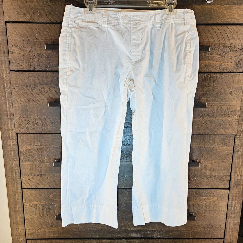 Gap Favorite Khaki Capri Pants Womens 8 White Cotton Crop Trouser Spring 09 Y2K